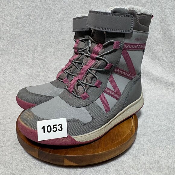 Merrell Snow Crush Boots Girls US 4M Gray Pink Leather Waterproof Mid-Calf - Picture 11 of 11